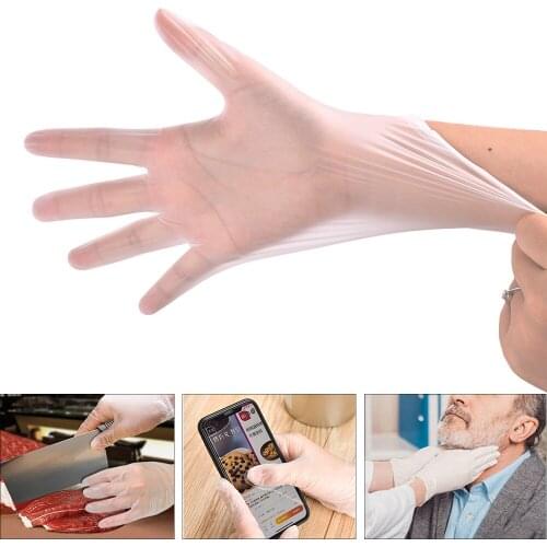 100pcs PVC Food Grade Kitchen Household Gloves Transparent Disposable Gloves Waterproof Universal Housework Cleaning Products