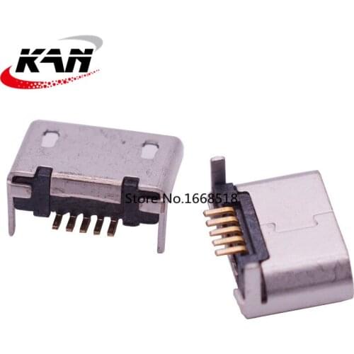 20pcs Micro USB 5P Female Socket 7.2mm Spacing Charging Socket with column Long Pins 2DIP Foot