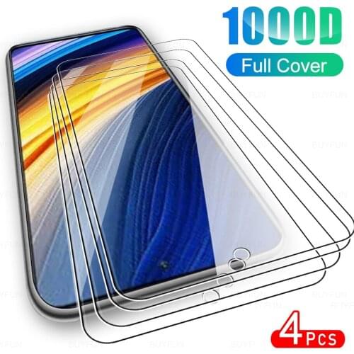 4Pcs Full Protective Glass For Xiaomi Poco X3 Pro Phone Tempered Glas Full Cover Protector Film For Poko X3 Pro 6.67" Phone Film