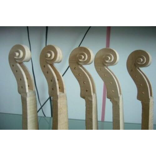 5 pcs violin scrolls 4/4 flamed maple wood hand carved