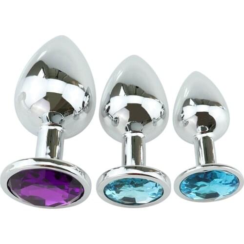 3 Size Adults Plug Anal With Jewelry Erotic Colorful Stainless Steel Butt Plug Anal Beads Crystal Stimulator Sex Toys Dildo