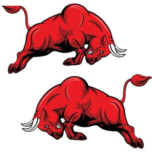 Bull Red Jumps Car Sticker Creative Car Stickers Waterproof Sunscreen Decal Decoration PVC for Honda Civic Mitsubishi,17cm*10cm
