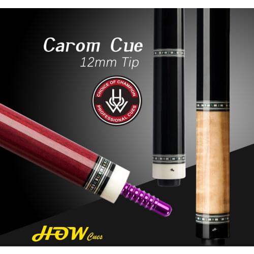 HOW Carom Cue 12mm Tip 142cm Billiard Korean 3Cushion Cue 3C Maple Shaft Purple 3/8*8 Radial Pin Joint Hand inlay Carom Cue Kit