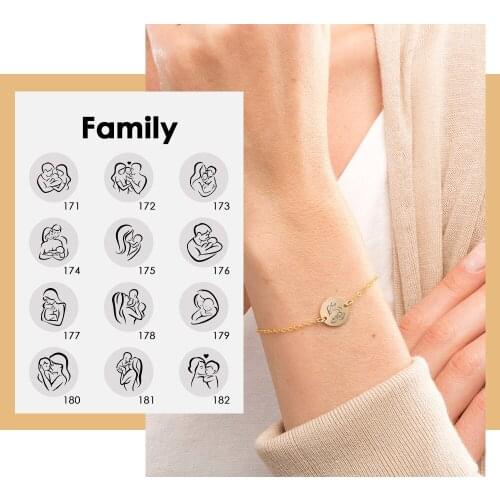 Casual Rose Gold Color Bracelet Family and Baby Patterns Custom Female Engraving Simple Design Bracelet for Friends Lovers