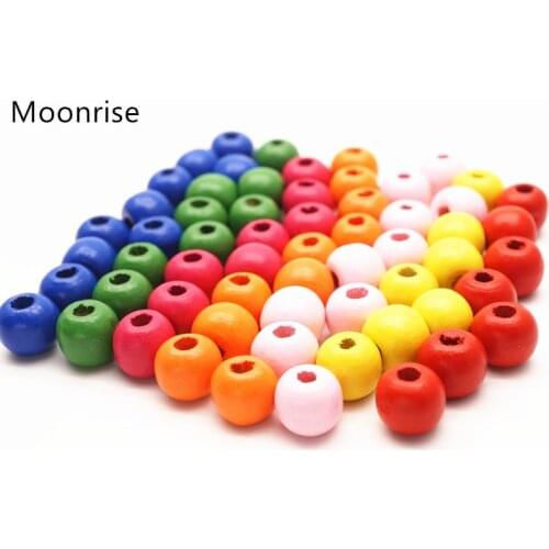 6mm 8mm 10mm Round Finished Wooden Loose Beads Mixed 7 Colors Wood Craft Beads Spacer Beads For DIY Jewelry Making （100-30Pcs)