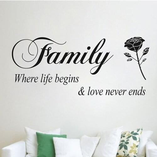 DIY Family Where Life Begins Love Never Ends warm Quotes Wall Stickers home decor wall decals adesivo de parede decoracion