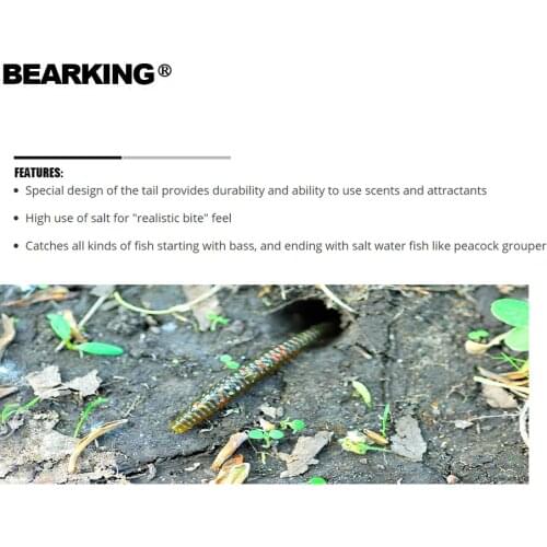 BEARKING 8cm 1.12g 20pcs/bag Worm Soft Lures Fishing Artificial Silicone Bass Pike Minnow Swimbait Jigging Plastic Baits