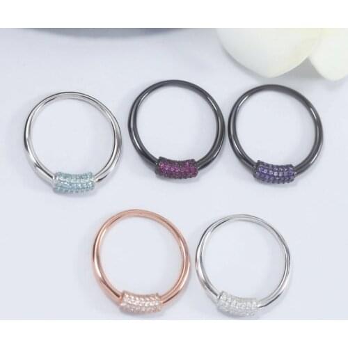 SLJELY Fashion Real 925 Sterling Silver Multicolor Link Hoop Ring Micro Zirconia Stones Women Luxury Brand Valentine Day Jewelry