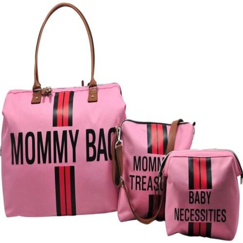 Mommy Bag Design 3 Piece Set Pink - Red Stripe Baby Mommy Baby Care And Women Bag children mini handbag shoulder bag baby bags
