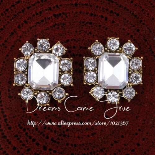 20pcs/lot 2Colors Vintage Round Sparkly Crystal Metal Buttons For Jewelry Accessories DIY Rhinestone Button For Baby Hair Flower