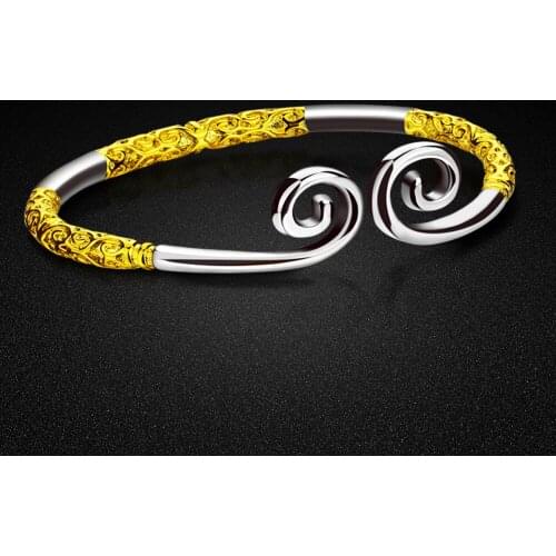 Fashion Retro Solid 925 Sterling Silver Bracelet Fashion Silver Bracelet Charm Chinese Style Myth Legend Silver Jewelry