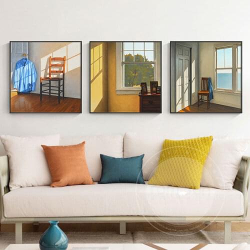 Nodic Canvas Painting Sunlight of Room Painting Pictues Window Chair Posters and Prints Wall Pictures for Living Room Home Decor