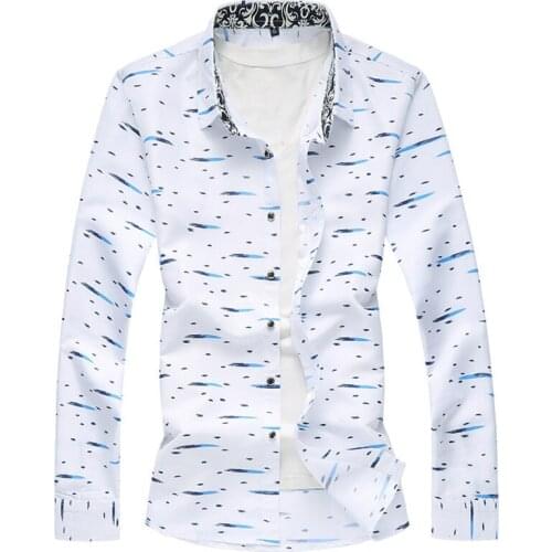 2018 Spring and Autumn new mens Casual printed Long-sleeved shirt Fashion plus size mens Collar shirt Size M-4XL 5XL 6XL 7XL