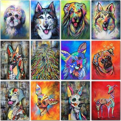 Full Square Diamond embroidery Cross stitch Full Round Diamond mosaic 5D DIY Diamond painting Colorful animals dog wolf Cartoon