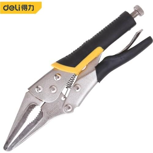 Deli Adjustable Locking Pliers Long Nose Straight Jaw Locking Pliers Vise Grip Welding Clamp Multifunction Hand Tool Alicates