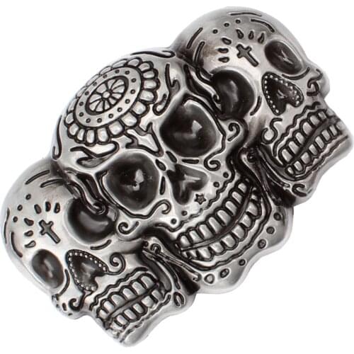 Retro Punk Mens 3D Skull Head Skeleton Belt Buckle Western Cowboy Belt Buckle