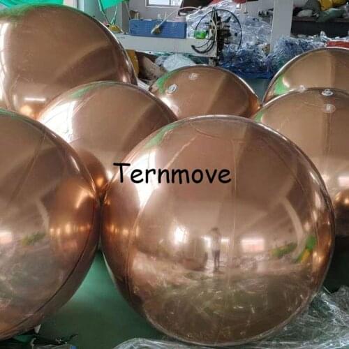 Pink gold PVC Inflatable mirror decoration Ball ,Christmas globe Ball Reflect Light wedding Mirror Ball For Stage Exhibition