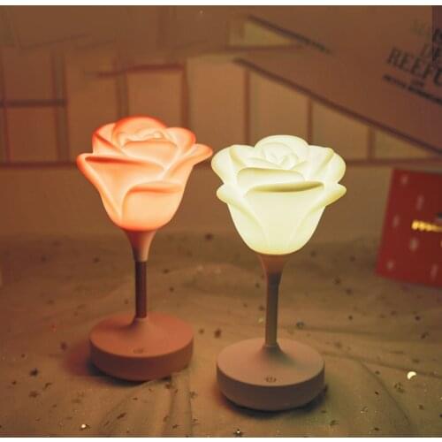 USB Touch Dimming Rose Silicone LED Night Light Kids Bedroom Home Modern Indoor Study Bedside Decoration Creative Gift Lamp
