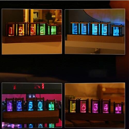 Time tube Glow tube Quasi-glow tube clock LED digital solid wood Chinese night light bar atmosphere light Brightness adjustable