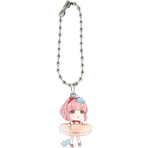TAFREE Cute Pink Hair Little Girl Acrylic Charm 2021 Fashion Zodiac Sign Epoxy Pendants Tiny Key Chains Couple Jewelry