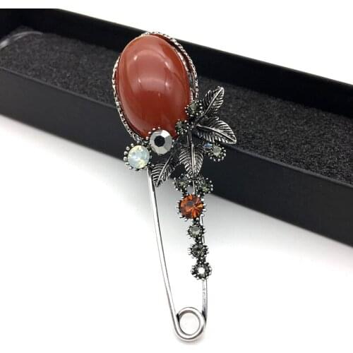 Vintage Ladies Big Brooch Rhinestone Lapel Pins Safety Shawl Buckle Cardigan Brooches For Women