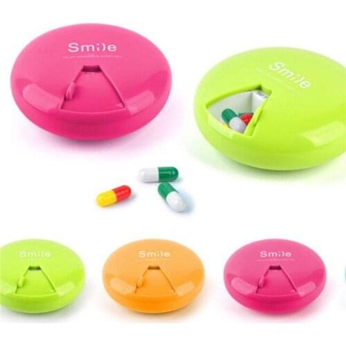 Portable Smile Letter Print Rotatable Pill Box Tablet Drug Case Dispenser Medicine Storage Case Container Pill Case