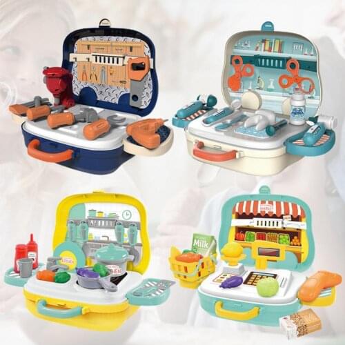 1 Set Play House Toys Mini Children Gift Plastic Pretend Play House Suitcase Toy for Cosplay