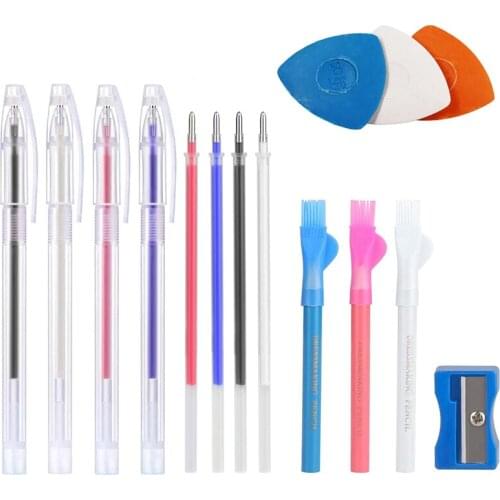 1 Set Colorful Tailors Chalk Sewing Patchwork Marker Heat Erasable Pen Sewing Fabric Pencils With Pen Case DIY Craft Accessories