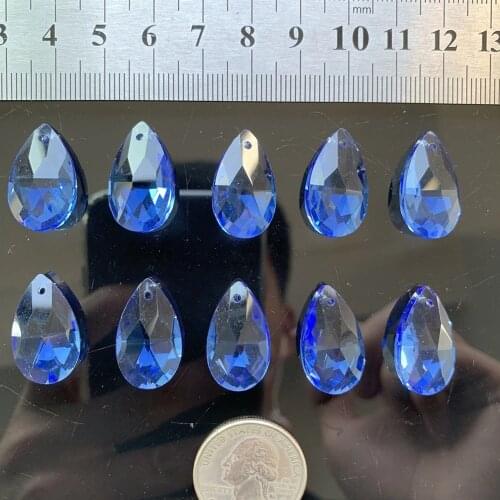10Pc 20MM Blue Faceted Crystal Prism Bead Pendant Chandelier Part Charm Hanging Suncatcher DIY Spacer
