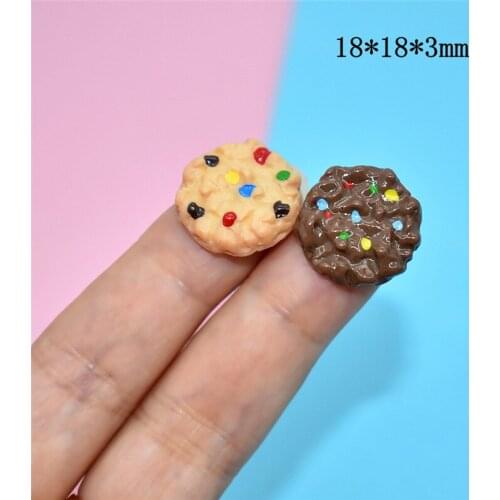 10pcs Cookies Flatback Resin Coffee Round Cookies Crafts Flatback Cabochon Scrapbooking Decorations Fit Hair Clips Embellishment