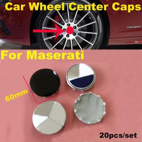 20PCS Car Wheel Center Cover Caps 60mm 6cm For Maserati Granturismo Levante Ghibli Gran GC Cabrio GT Quattroporte Coupe
