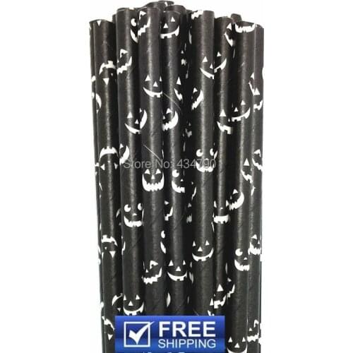 200pcs Pumpkin Halloween Black Paper Straws Wholesale,Cheap Black and White Party Decorations,Party Decor / Cake Pop Sticks