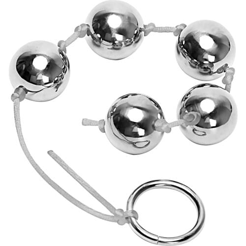 Five Metal Anal Balls Ring Handheld Stainless Steel Anal Bead Sex Toys for Woman Butt Vaginal Plug Erotic Toys