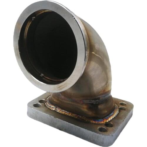 Vehicle 304 Stainless Steel 2.5" V-Band 90 Degree Cast Elbow Adapter Flange T3 T4 Turbo Exhaust Chargers Parts
