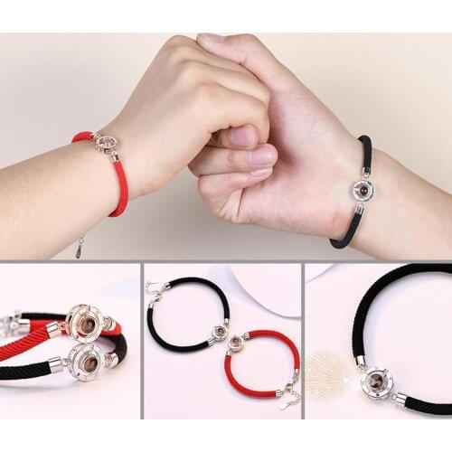 Memory Couple Bracelet Lucky Red Handmade Rope Bracelet Couple Projection Languages Time 100 For Unisex I You Bracelet Like N3Z3