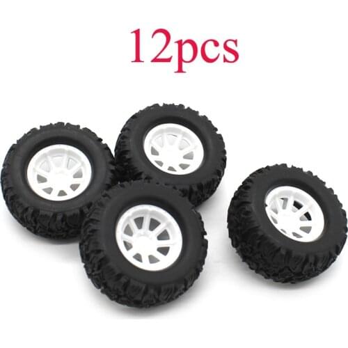12PCS Diameter 55mm Toy Car Wheels Aperture 2.5mm/3mm Rubber+Plastic Wheel Miniature Tires Tyres Width 25mm for DIY Model Parts