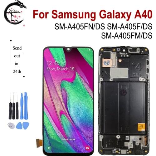 A40 Display For SAMSUNG Galaxy A40 LCD With Frame A405 SM-A405FN/DS A405F A405FM Screen Touch Digitizer Assembly Replacement