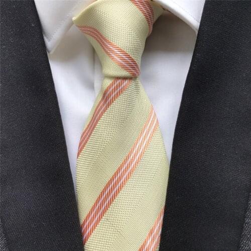 10 cm Width New Design Mens Ties Jacquard Woven Neck Tie Lavender Yellow with Orange Diagonal Stripes Gravata Neckties