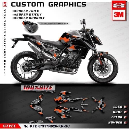 KUNGFU GRAPHICS Motorcycle Stickers Vinyl Wraps Kit for 790 2017 2018 2019 2020 with Seat Cowl Decals KTDK7917N026-KR-SC