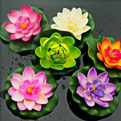 Artificial Water Lily Floating Flower Lotus Home Garden Yard Pond Fish Tank Decor