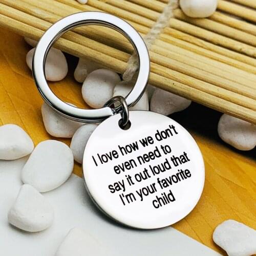 Europe AndAmerica Stainless Steel Round Keychain I am Your Favorite Child Family Series Simple Letter DIY Customizable Wholesale