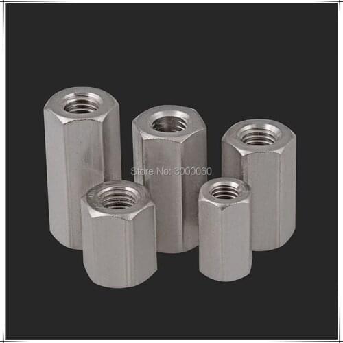M12 DIN6330 Stainless Steel 304 Female To Female Long Hexagon Rod Coupling Nut 10pcs/lot