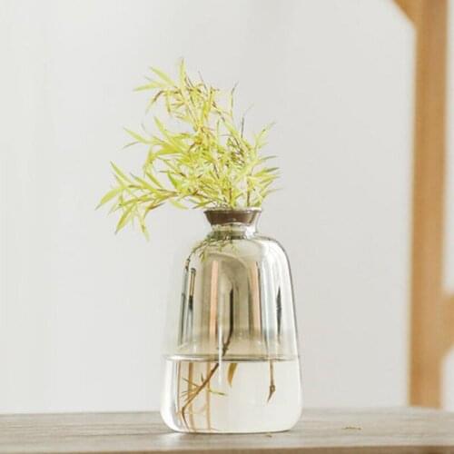 MLGB Nordic Silver Glass Vase Nordic Electroplated Flower Vases for Home Decor Dried Flower Bottle Bar Decoration