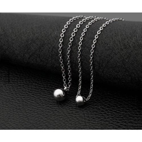 Fashion titanium steel stainless steel round bead necklace mens and womens necklace simple jewelry hot sale