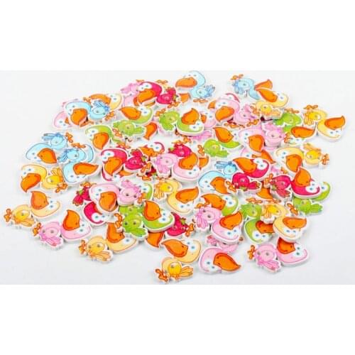 Fashion Woodpecker painted Wooden decorative Buttons for Scrapbooking Craft Sewing Supplies 20x28mm 30pcs