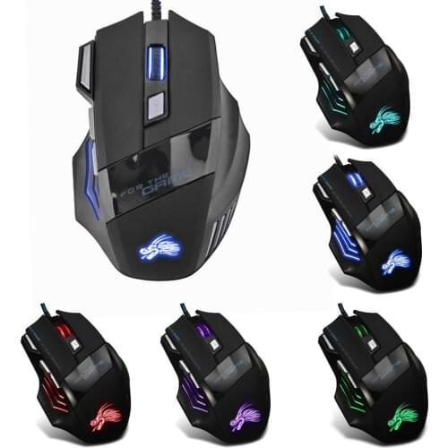 Laptop Computer Ergonomic Mice Silent Wired Gaming Mouse 7 Button Backlit 5500 DPI Adjustable Optical PC Gamer Mice
