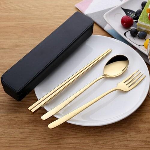 304 stainless steel portable Japanese and Korean knife fork spoon dinnerware set Student cutlery