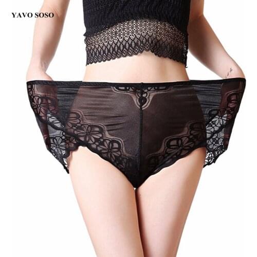 New Underwear Women Panties Lace Hollow Out Transparent Plus Size 7XL 8 colors Big Size Sexy Panties Lingeries Intimates