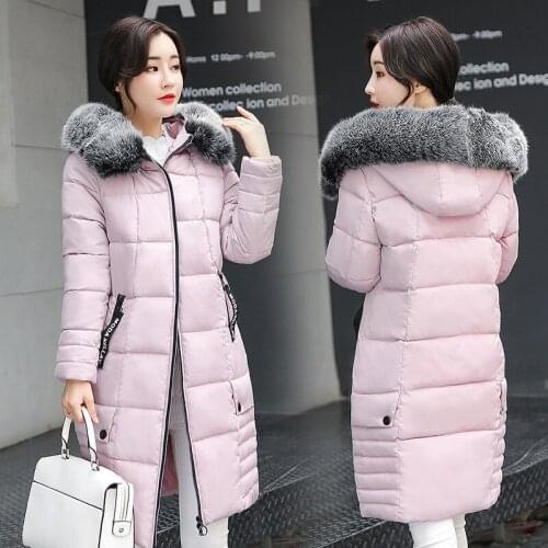 Cotton-padded Clothes Winter Hair Lead Long Fund Thickening Cotton Will Code Cotton-padded Jacket Dress Cotton-padded Clothes