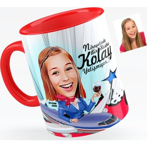 Personalized Stewardess Caricature Of Red Mug Cup-1